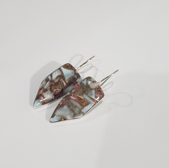 Turquoise earrings, 925 Copper Spiny Oyster Turquoise earrings - Picture 13 of 15